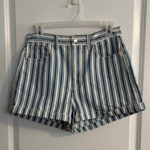 Striped Blue and White Women's Short